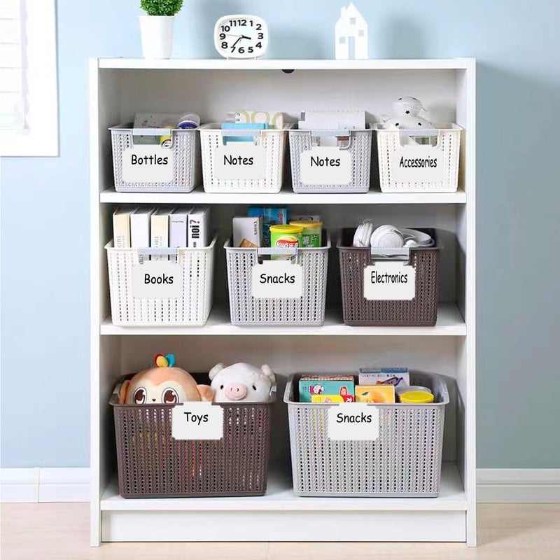 badigo Erasable Label Clips - 12 White PVC Bin Tags with 2 Chalk Markers | Reusable Basket Clips for Pantry, Warehouse & Home Organization, Eco-Friendly Chalkboard Labels - Image 5